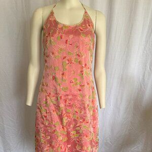 Vintage 1995 Laundry by Shelli Segal Pink Floral Halter Dress